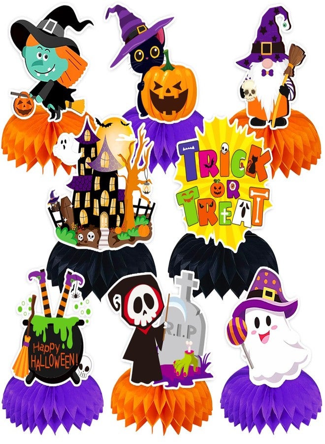 JULMELON 8PCS Halloween Party Decorations Honeycomb Centerpiece, Cute Pumpkin Ghost Witch Halloween Centerpiece Table Decorations Table Toppers for Halloween Party Favors Supplies - Image 1